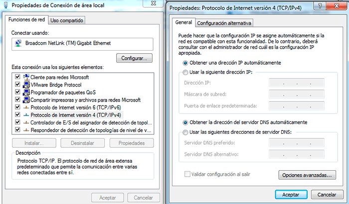 configuracion dns windows