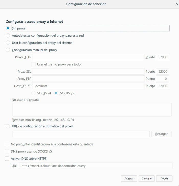 configuracion proxy firefox