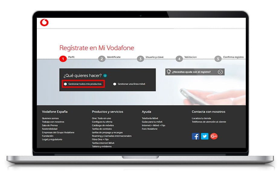 Cómo registrarte e iniciar sesión en Vodafone